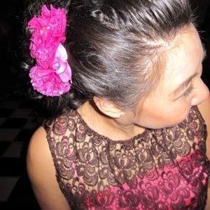 Milly sz 4 dress brown lace overlay hot pink